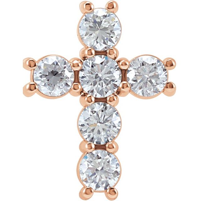 14K Rose Gold 1 1/6 CTW Natural Diamond Cross Pendant
