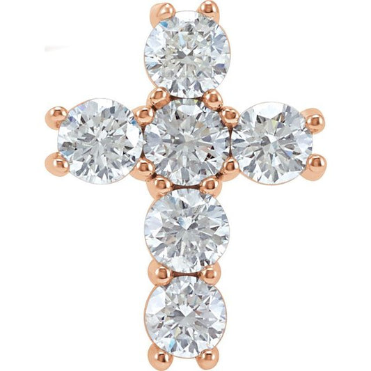 14K Rose Gold 1 3/8 CTW Natural Diamond Cross Pendant