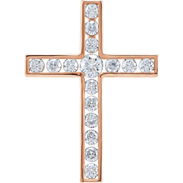 14K Rose Gold 3/4 CTW Natural Diamond Cross Pendant