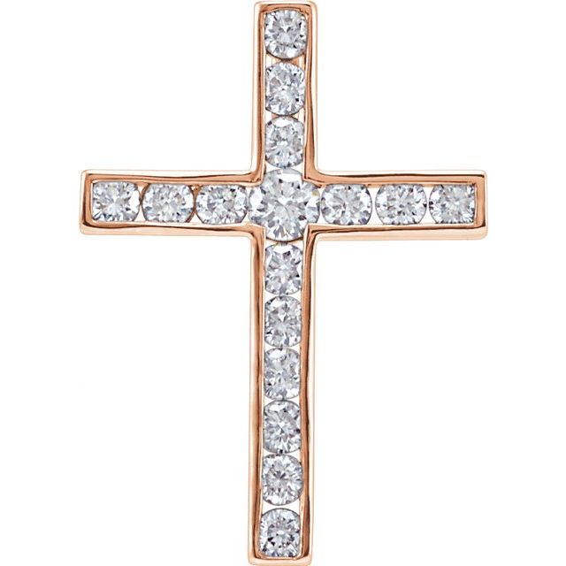 14K Rose Gold 1/4 CTW Natural Diamond Cross Pendant