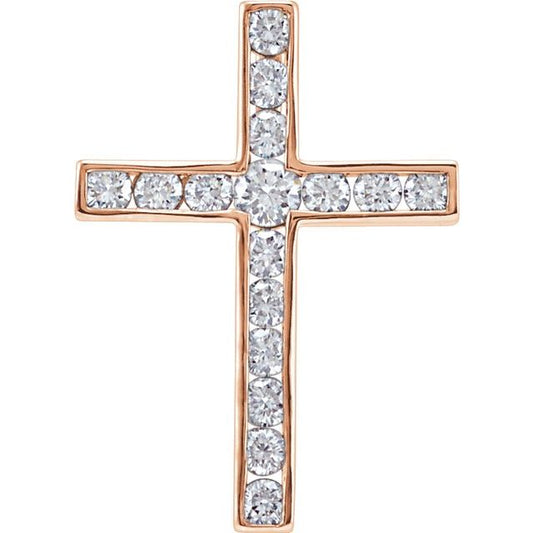 14K Rose Gold 1/4 CTW Natural Diamond Cross Pendant