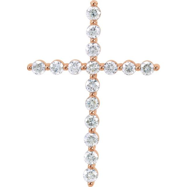 14K Rose Gold 5/8 CTW Natural Diamond Cross Pendant