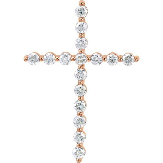 14K Rose Gold 5/8 CTW Natural Diamond Cross Pendant