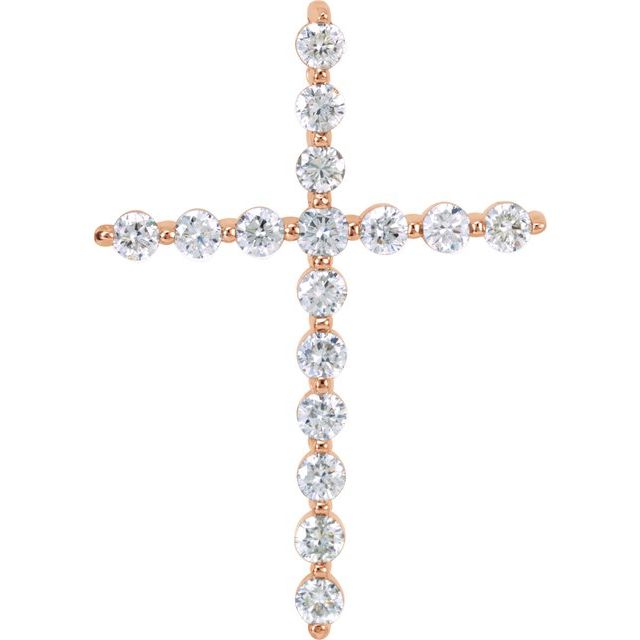 14K Rose Gold 1  CTW Natural Diamond Cross Pendant