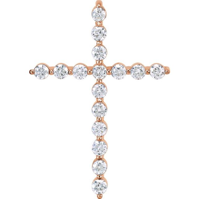14K Rose Gold 1/2 CTW Natural Diamond Cross Pendant
