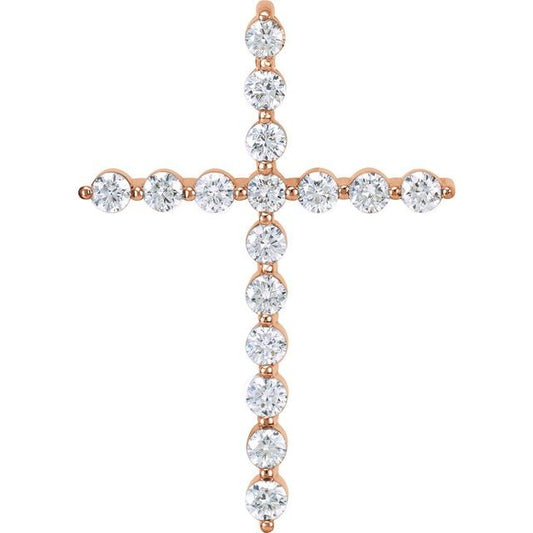 14K Rose Gold 1/2 CTW Natural Diamond Cross Pendant