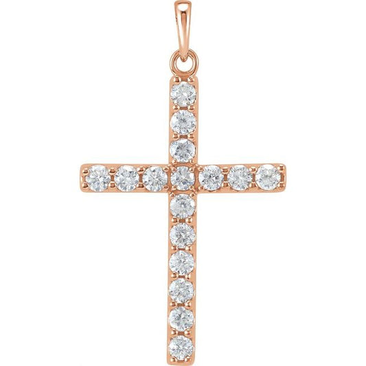 14K Rose Gold 1/4 CTW Natural Diamond Cross Pendant