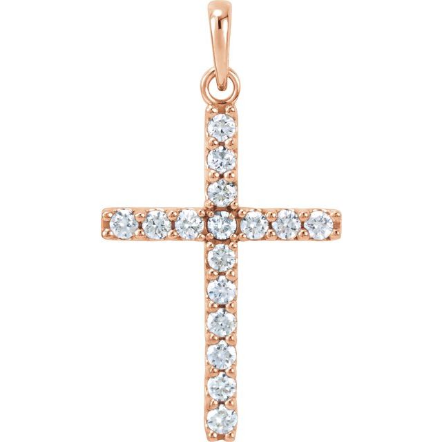 14K Rose Gold 1/2 CTW Natural Diamond Cross Pendant