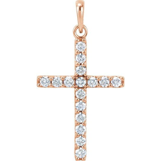 14K Rose Gold 1/2 CTW Natural Diamond Cross Pendant