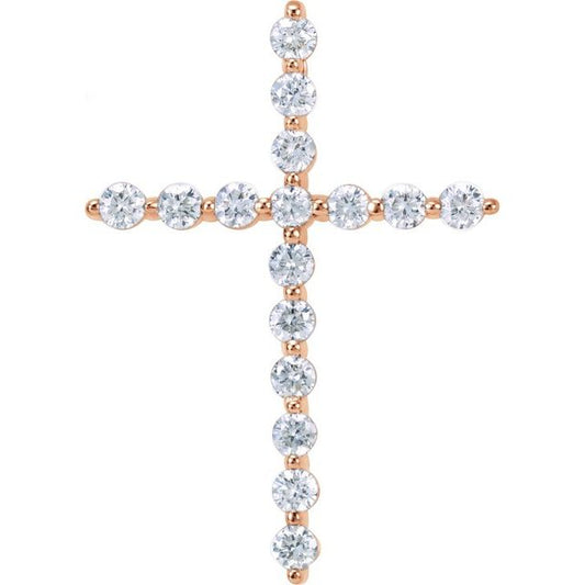 14K Rose Gold 1/3 CTW Natural Diamond Cross Pendant