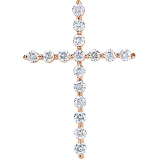 14K Rose Gold 1 1/4 CTW Natural Diamond Cross Pendant