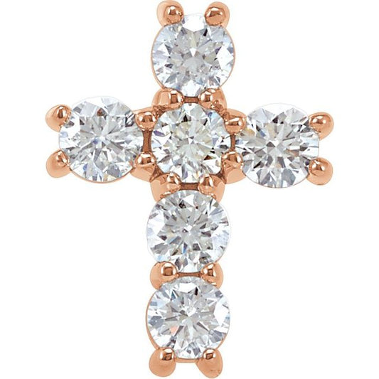 14K Rose Gold 3/4 CTW Natural Diamond Cross Pendant