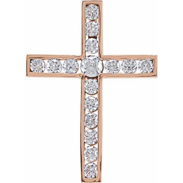 14K Rose Gold 1/2 CTW Natural Diamond Cross Pendant