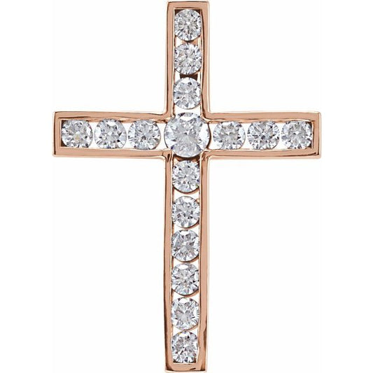 14K Rose Gold 1/2 CTW Natural Diamond Cross Pendant