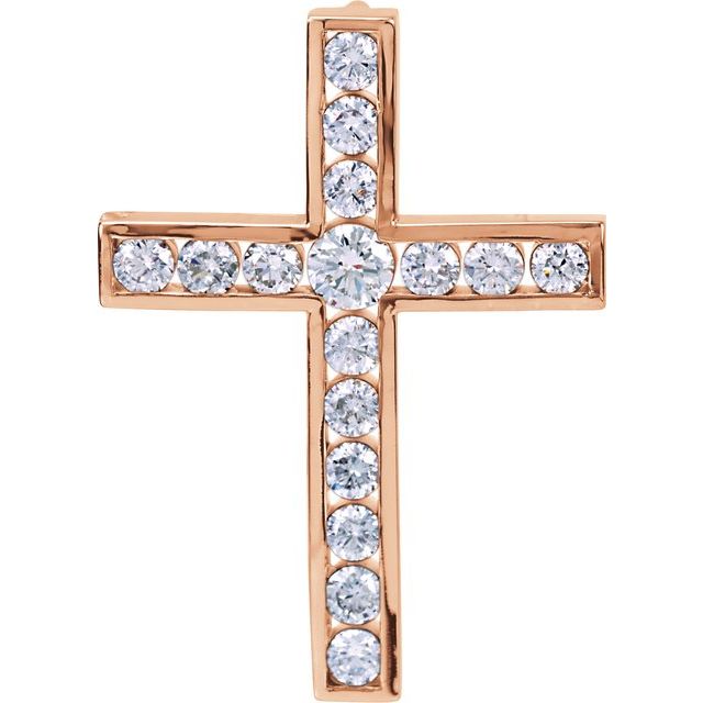 14K Rose Gold 1 1/4 CTW Natural Diamond Cross Pendant