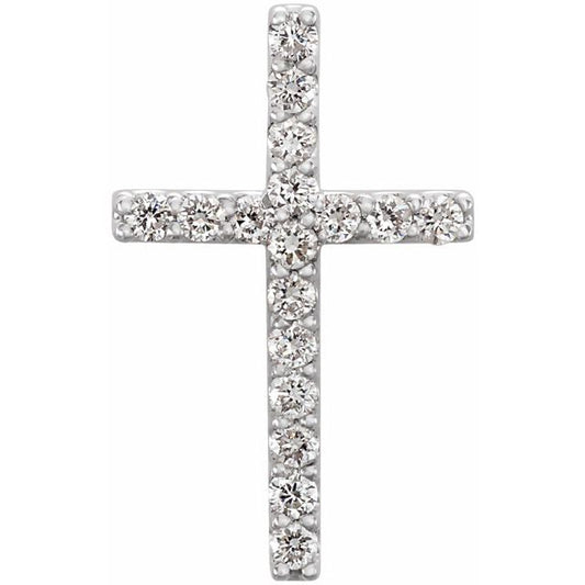 Platinum 1/6 CTW Natural Diamond Petite Cross Pendant