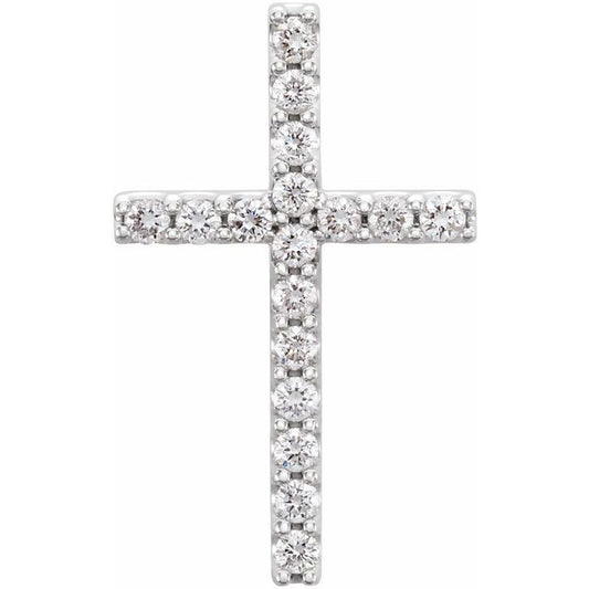14K White Gold 1/4 CTW Natural Diamond Petite Cross Pendant