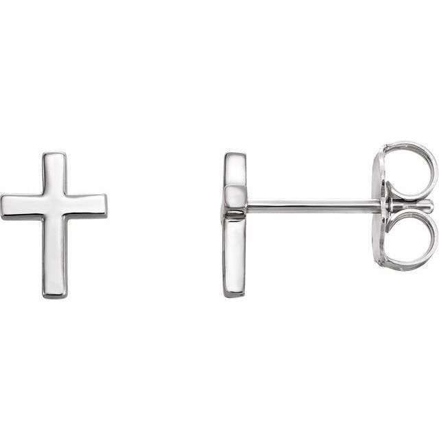 Platinum 6 mm Cross Single Earring