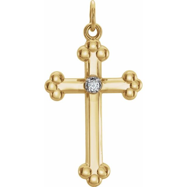 14K Yellow/White Gold .02 CTW Natural Diamond Cross Pendant