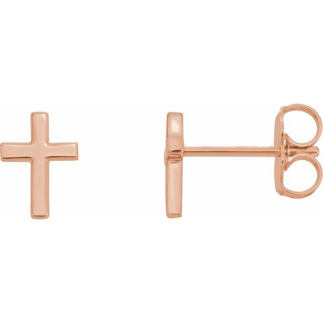 14K Rose Gold 7.5 mm Cross Earrings