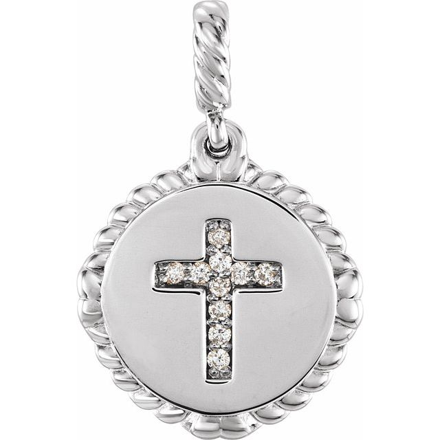 14K White Gold .04 CTW Natural Diamond Cross Rope Pendant