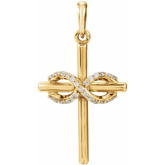 14K Yellow Gold .06 CTW Natural Diamond Infinity-Inspired Cross Pendant