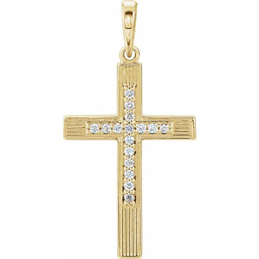 14K Yellow Gold .07 CTW Natural Diamond Cross Pendant