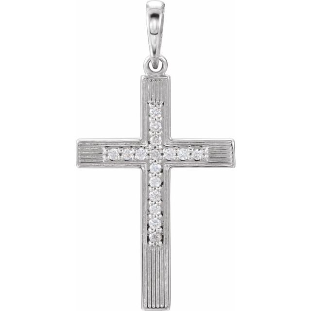 14K White Gold .07 CTW Natural Diamond Cross Pendant