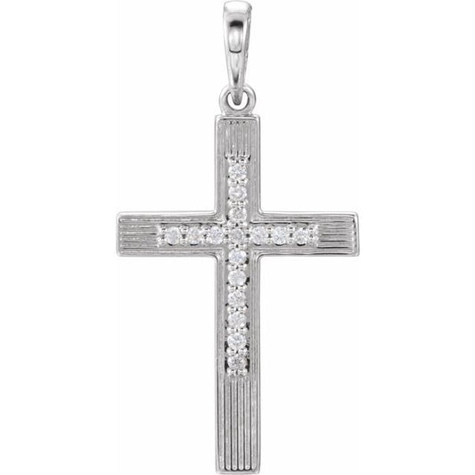 Sterling Silver .07 CTW Natural Diamond Cross Pendant