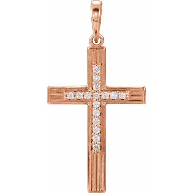 14K Rose Gold .07 CTW Natural Diamond Cross Pendant