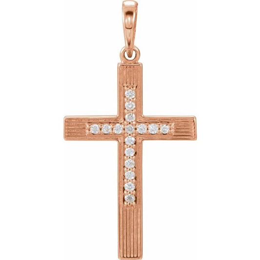14K Rose Gold .07 CTW Natural Diamond Cross Pendant