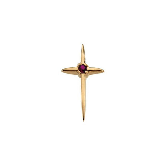 14K Yellow Gold Natural Ruby Cross Pendant