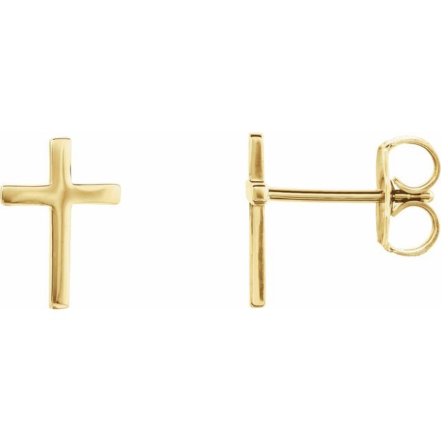 14K Yellow Gold 10 mm Cross Earrings
