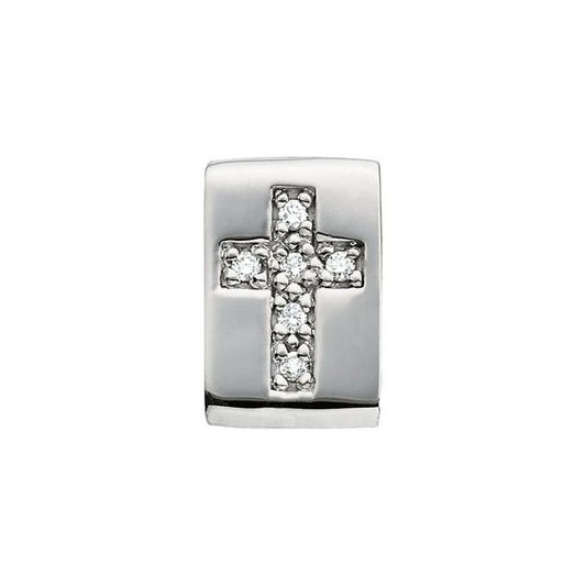14K White Gold 1/10 CTW Natural Diamond Cross Slide Pendant