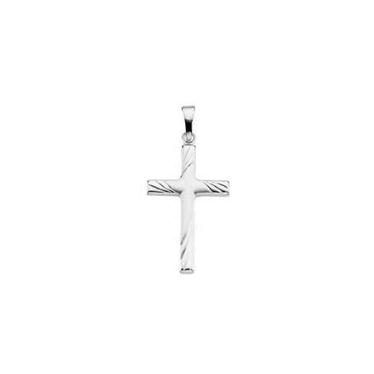14K White Gold 24x16 mm Cross Pendant