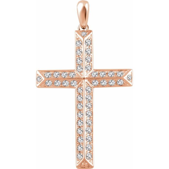 14K Rose Gold 1 CTW Natural Diamond Cross Pendant