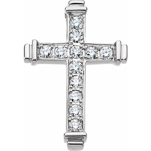 14K White Gold 1/2 CTW Natural Diamond Cross Pendant