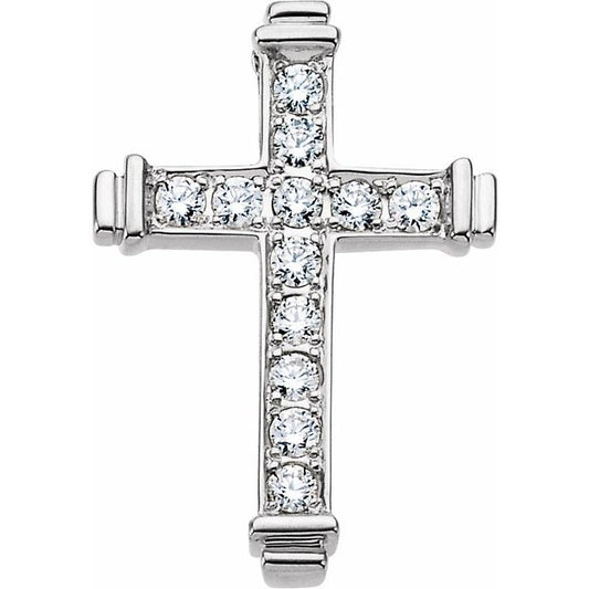 14K White Gold 1/2 CTW Natural Diamond Cross Pendant