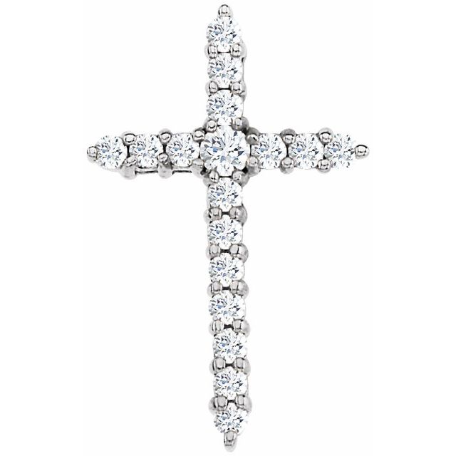 14K White Gold 1/3 CTW Natural Diamond Cross Pendant