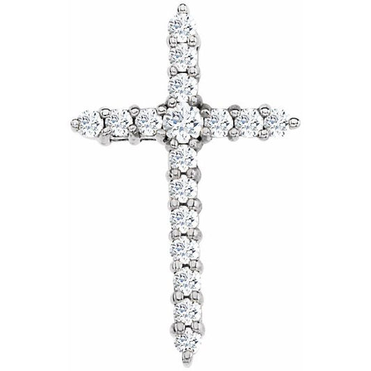 14K White Gold 1/3 CTW Natural Diamond Cross Pendant