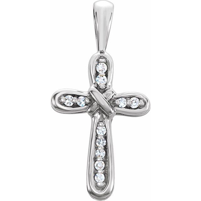 14K White Gold .06 CTW Natural Diamond Cross Pendant