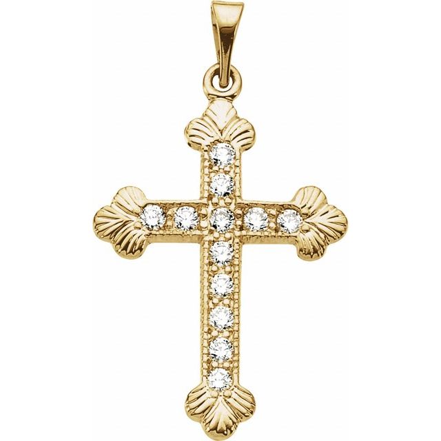 14K Yellow Gold 1/4 CTW Natural Diamond Cross Pendant  
