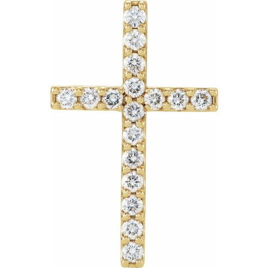 14K Yellow Gold 1/2 CTW Natural Diamond Petite Cross Pendant