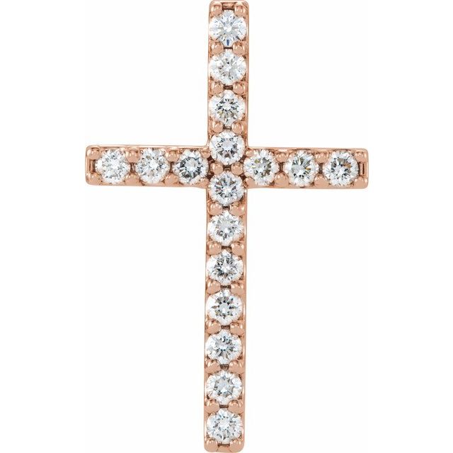 14K Rose Gold 1/2 CTW Natural Diamond Petite Cross Pendant