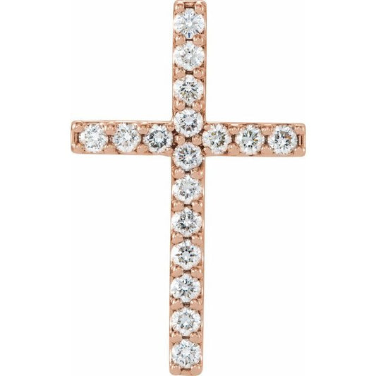 14K Rose Gold 1/2 CTW Natural Diamond Petite Cross Pendant