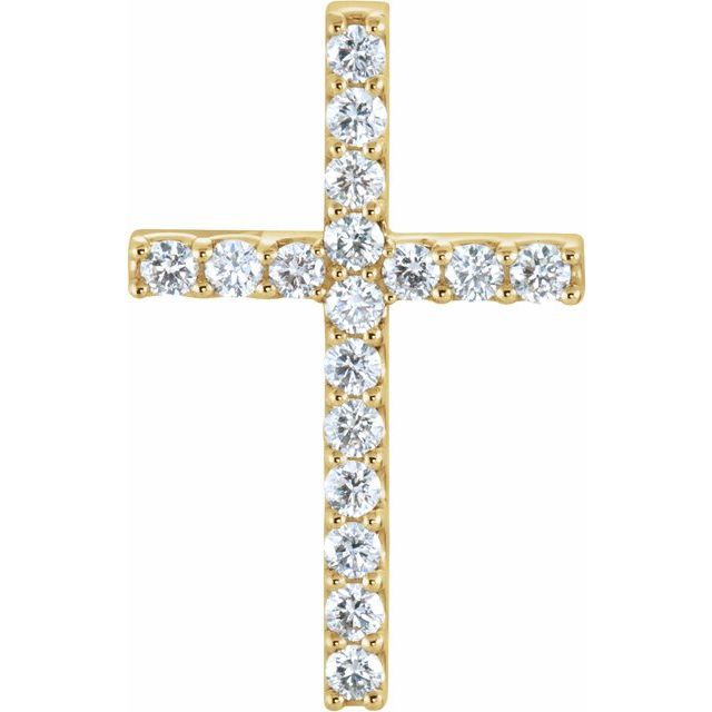 14K Yellow Gold 5/8 CTW Natural Diamond Petite Cross Pendant