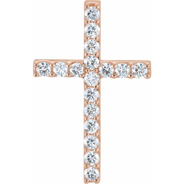 14K Rose Gold 5/8 CTW Natural Diamond Petite Cross Pendant