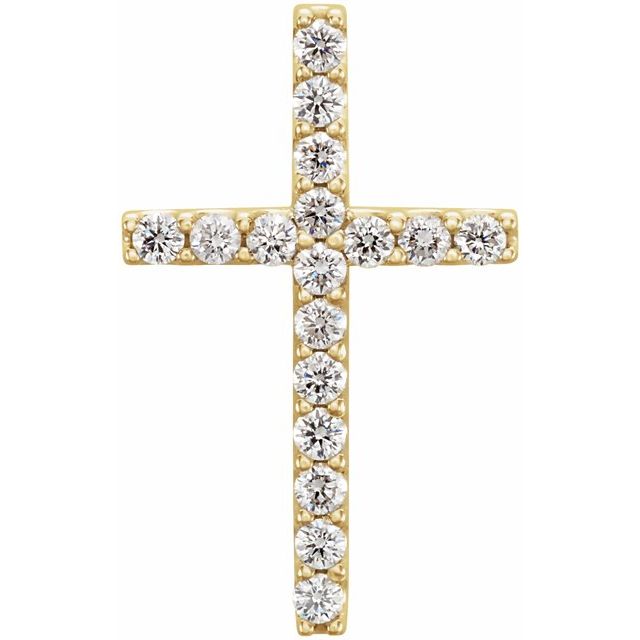 14K Yellow Gold 1/5 CTW Natural Diamond Petite Cross Pendant