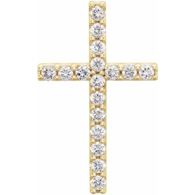 14K Yellow Gold 1/4 CTW Natural Diamond Petite Cross Pendant