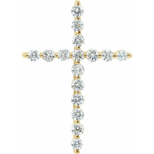 14K Yellow Gold 1 3/8 CTW Natural Diamond Cross Pendant